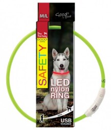 LED svítící obojek z nylonu zelený 65cm